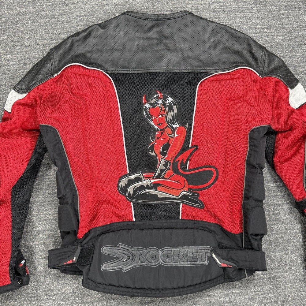 Joe Rocket Reactor Motorcycle Jacket Men XL Mesh Leather Devil Biker Red Black